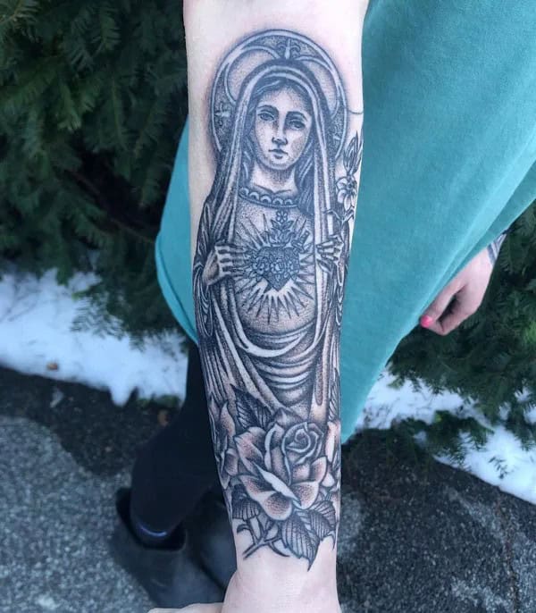 Virgin Mary Forearm Tattoo