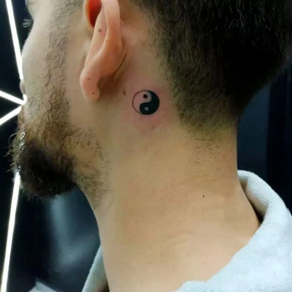 Yin Yang Tattoo Behind the Ear