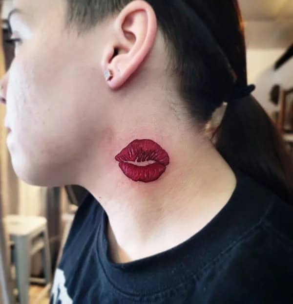 Feisty Neck Lip Tattoo