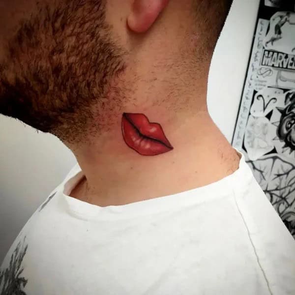 Feisty Neck Lip Tattoo