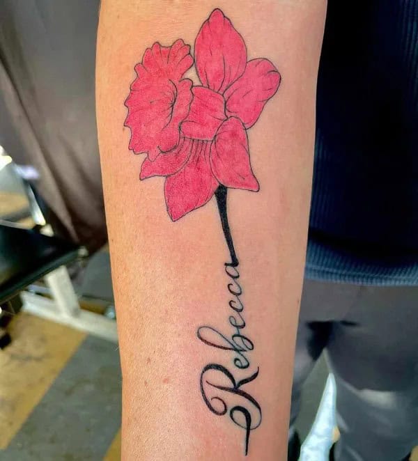 Daffodil Tattoo with Name