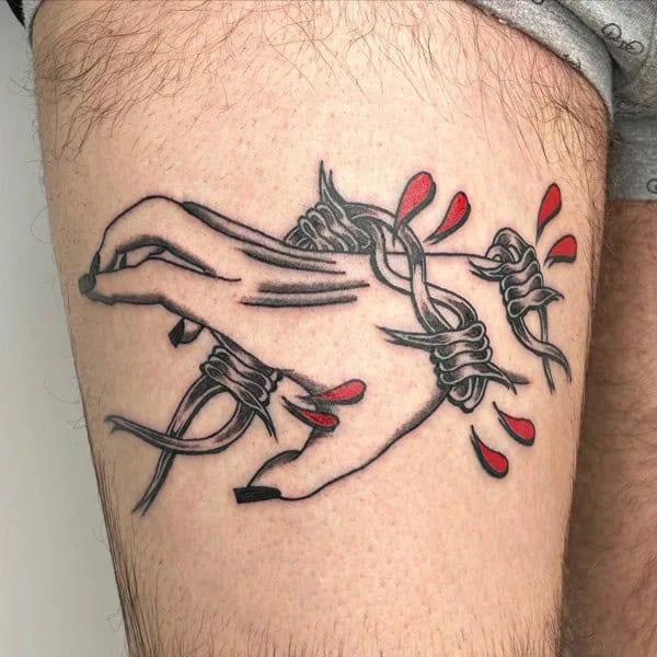 Barbed Wire Thigh Tattoo