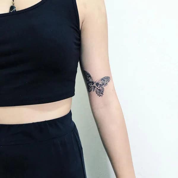 Small Butterfly Skull Tattoo