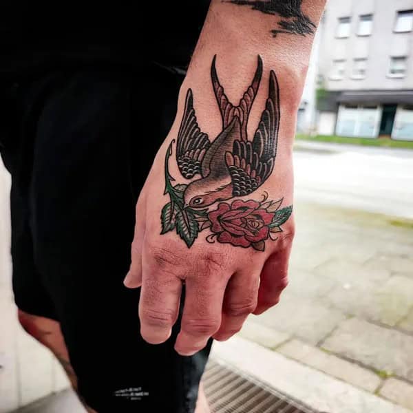 Swallow Tattoo on Hand