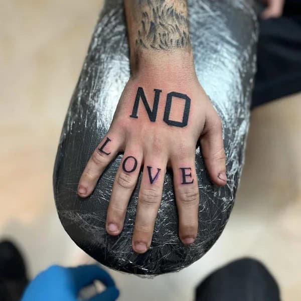 No Love Tattoo On Hand