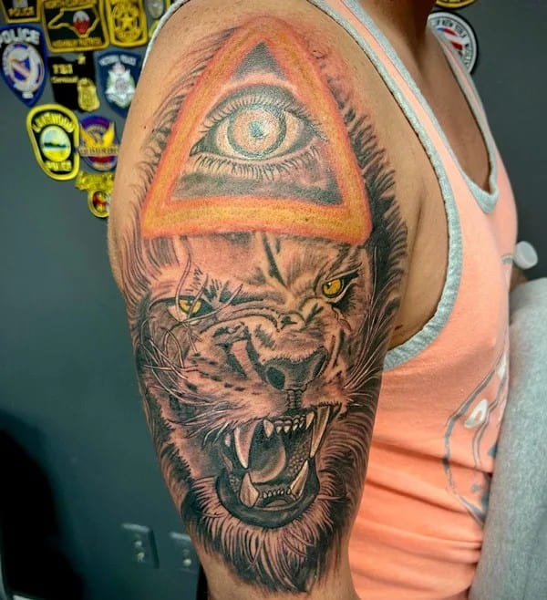 All Seeing Eye Lion Tattoo