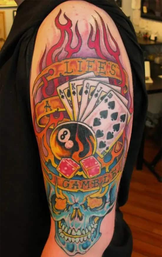 Life’s a Gamble Flame Tattoo