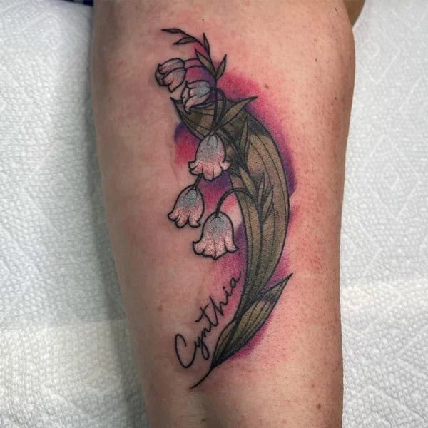 May Birth Flower with Name Tattoo