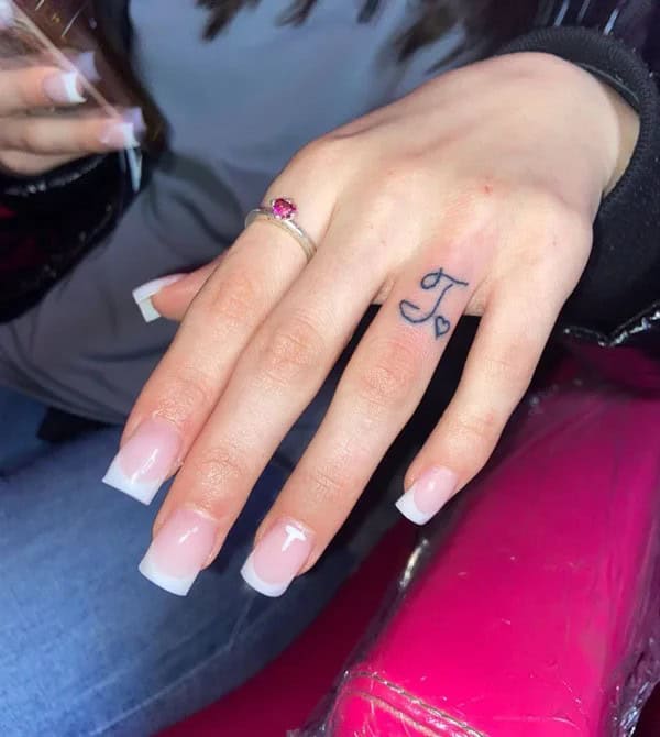 Ring Finger Initial Tattoo