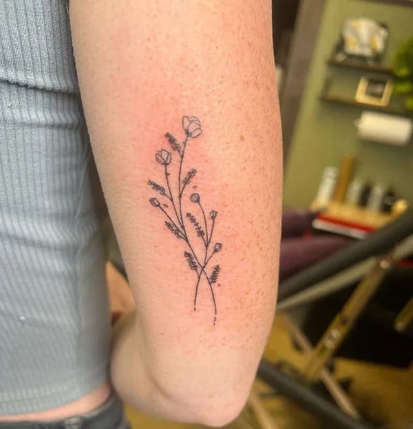 Fine Line Wildflower Tattoo