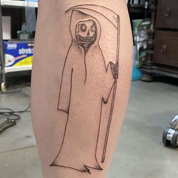 Grim Reaper Fine Line Tattoo