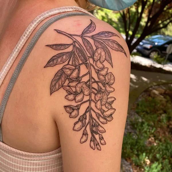 Wisteria Thigh Tattoo