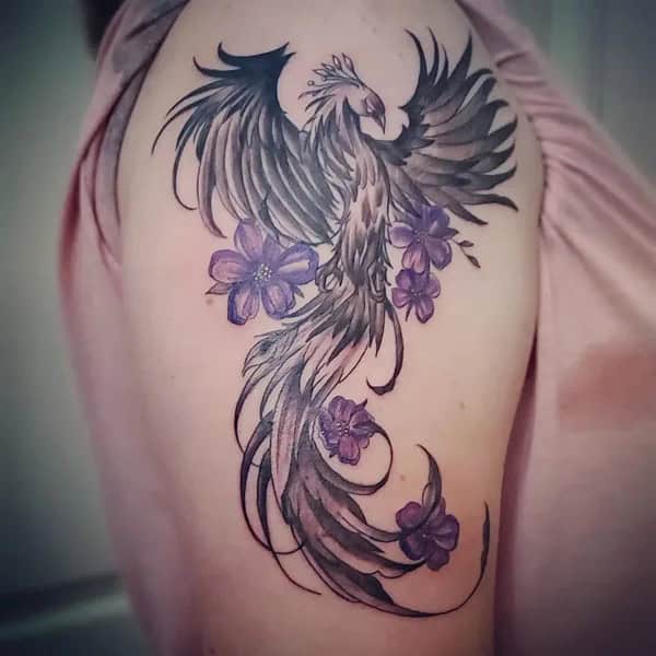 February Birth Flower Phoenix Tattoo