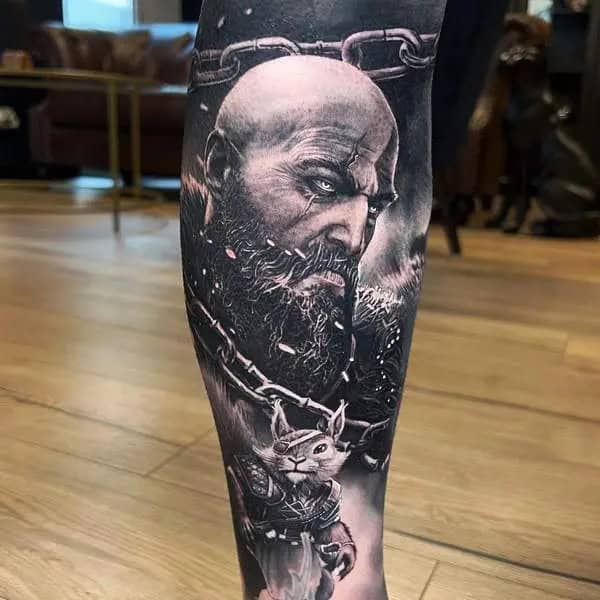 Black And White God Of War Tattoo