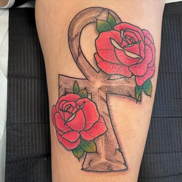 Ankh and Rose Tattoo