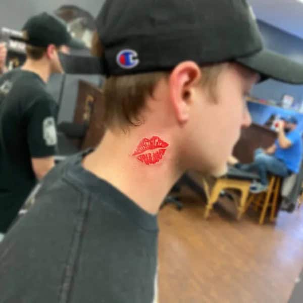 Feisty Neck Lip Tattoo