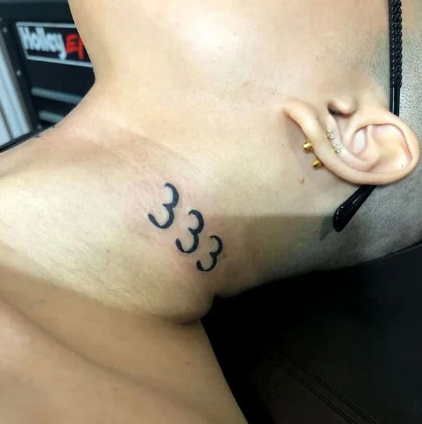 333 Behind The Neck Tattoo