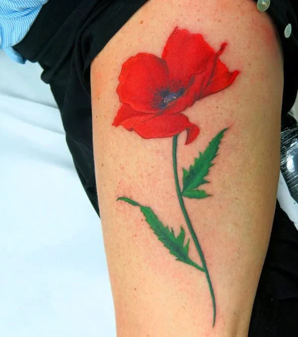 Realistic August Birth Flower Tattoo