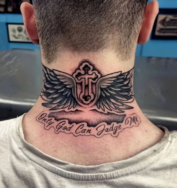 “Only God Can Judge Me” Tattoo On Neck