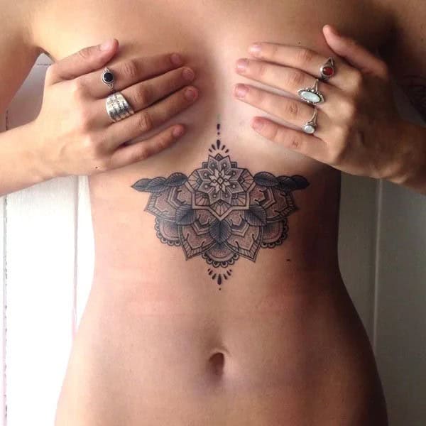 Mandala Under Breast Tattoo