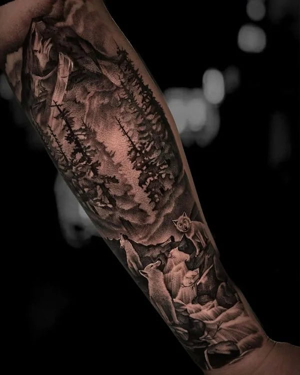 Mountain Sleeve Tattoo