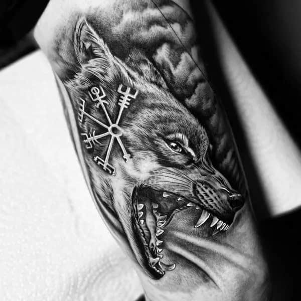 Realistic Fenrir Tattoo