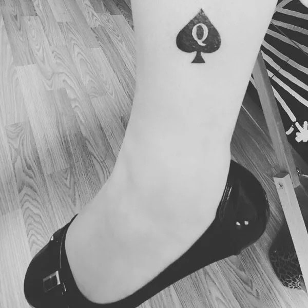 Queen of Spades Leg Tattoo