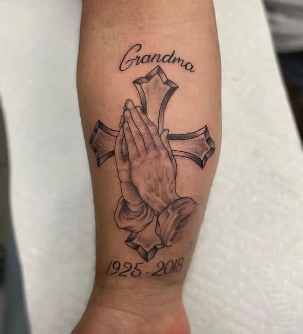 Praying Hands Memorial Tattoo