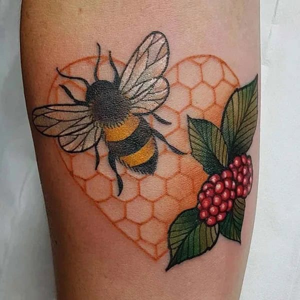 Bee Heart Tattoo