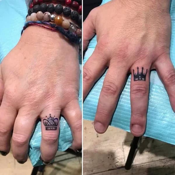 Crown Wedding Ring Tattoo