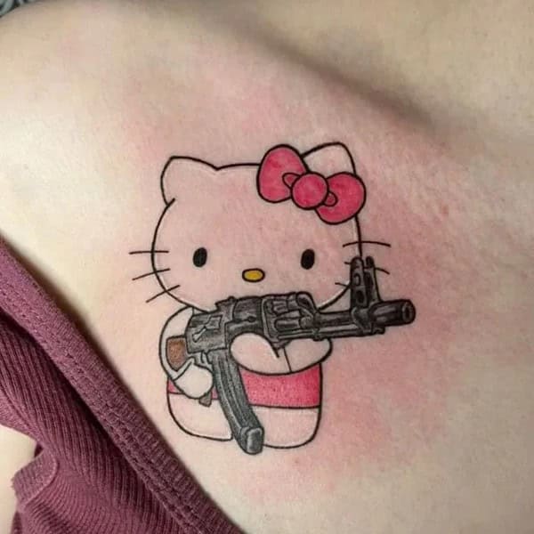 Ankle Hello Kitty Tattoo