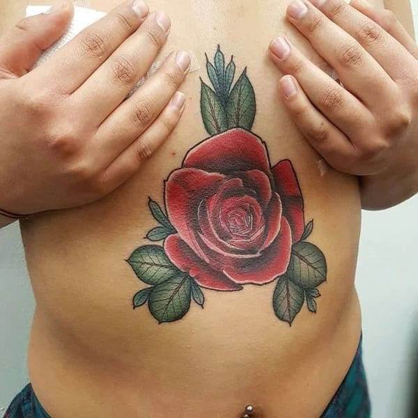 Rose Underboob Tattoo