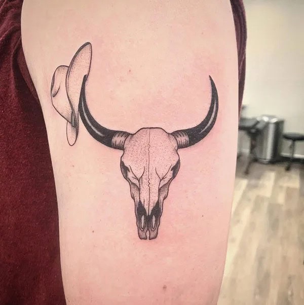 Western Bull Skull Tattoo