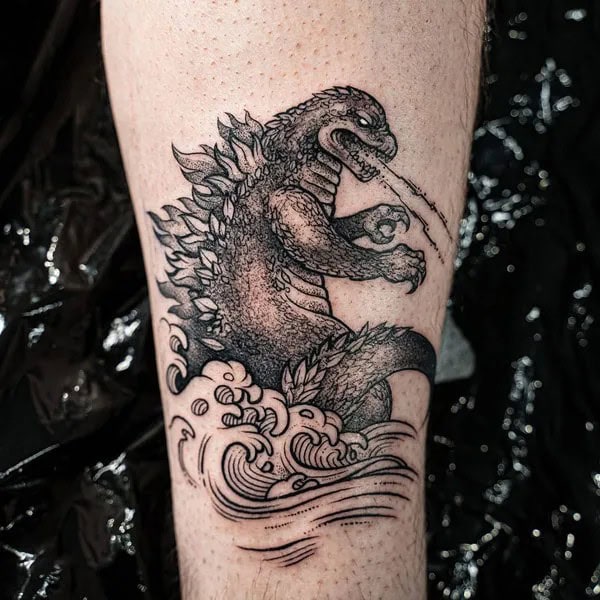 Godzilla vs Ghidorah tattoo