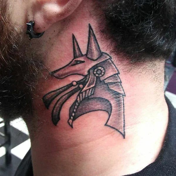 Anubis Neck Tattoo