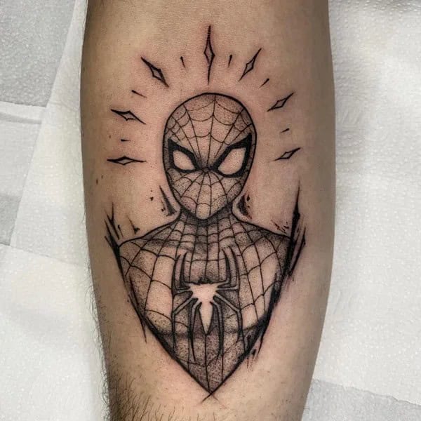 Spiderman Tattoo Black and White