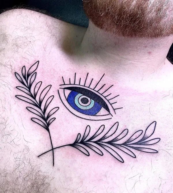 Evil Eye Chest Tattoo