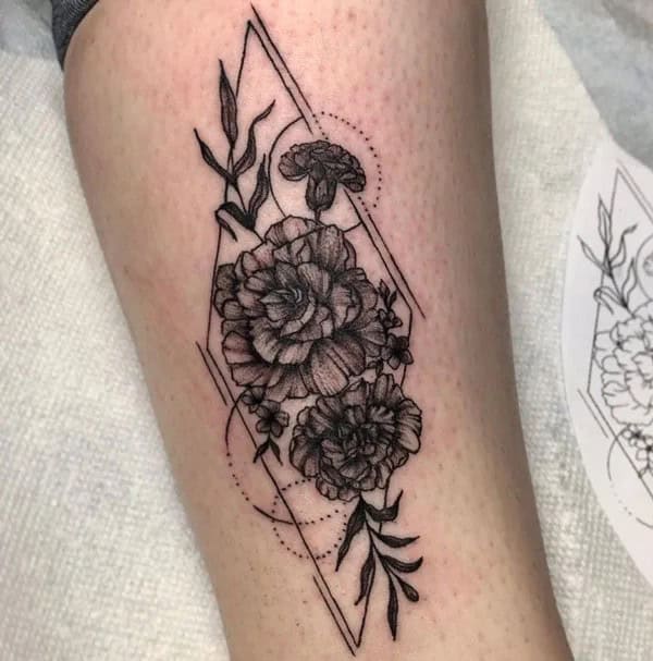 Geometric Marigold Tattoo