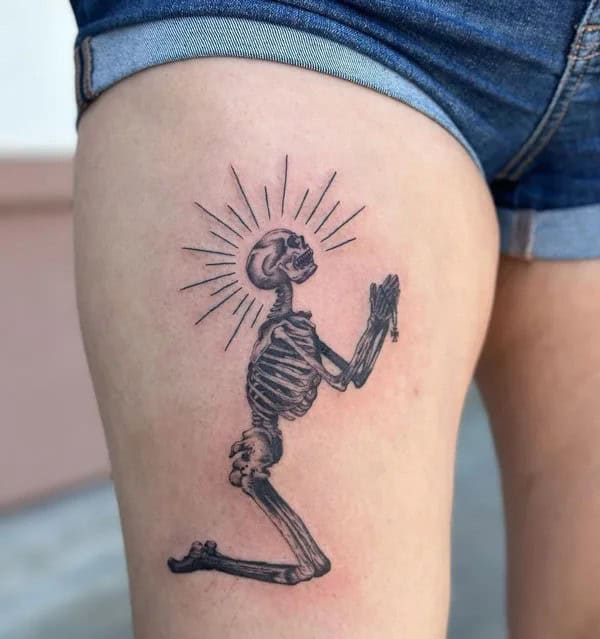 Skeleton Praying Hands Tattoo