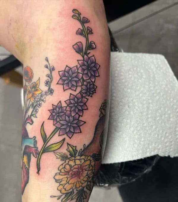 Traditional July Birth Flower Tattoo