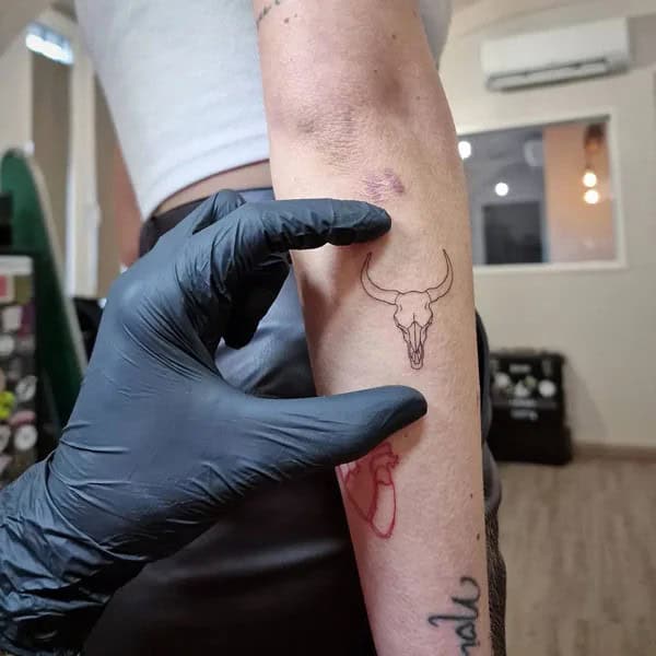 Small Bull Skull Tattoo