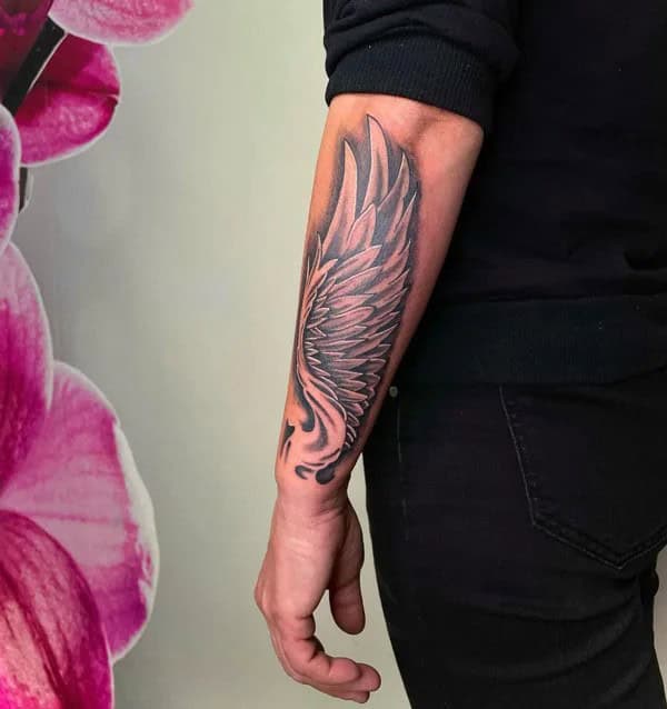 Angel Wings Tattoo On Forearm