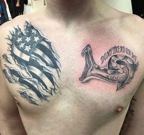 “Don’t Tread On Me” Chest Tattoo