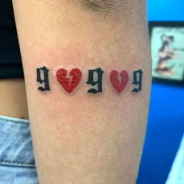 999 Heart Tattoo