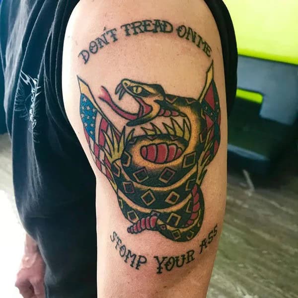 “Don’t Tread On Me” Back Tattoo