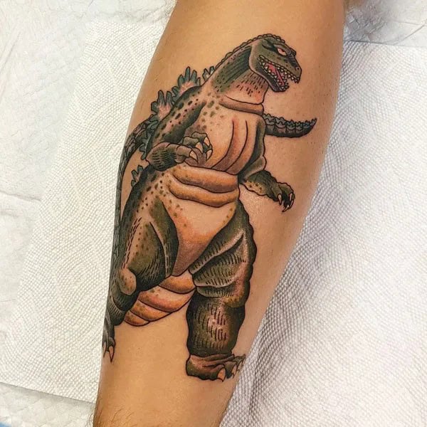 Godzilla vs Ghidorah tattoo