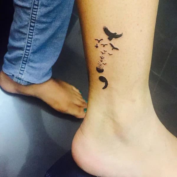 Semicolon Tattoos with Birds