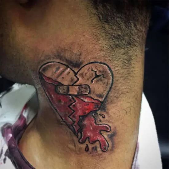 Bleeding Heart Tattoo on Neck