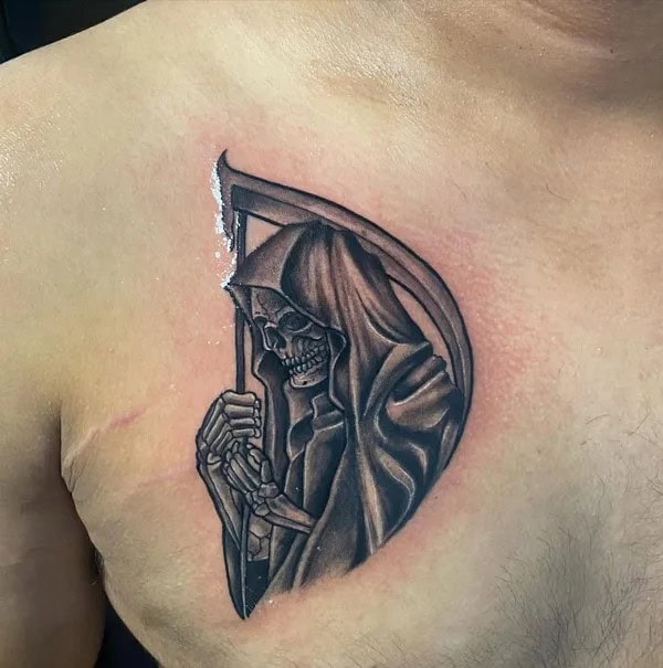 Grim Reaper Chest Tattoo