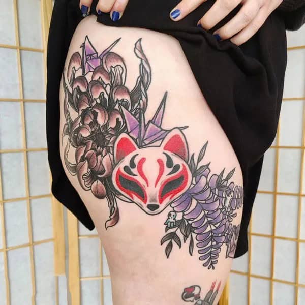 Wisteria Thigh Tattoo